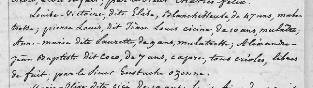 acte affranchissement, act manumission Jean Louis Cicine Pierre-Louis