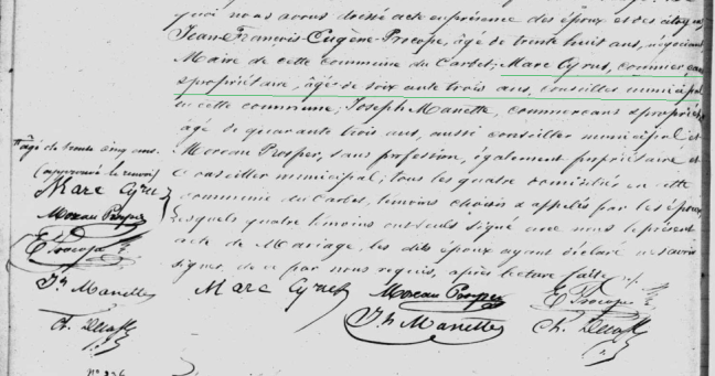 Marc Cyrus, commerçant, propriétaire, conseiller municipal 1849 Martinique Le Carbet